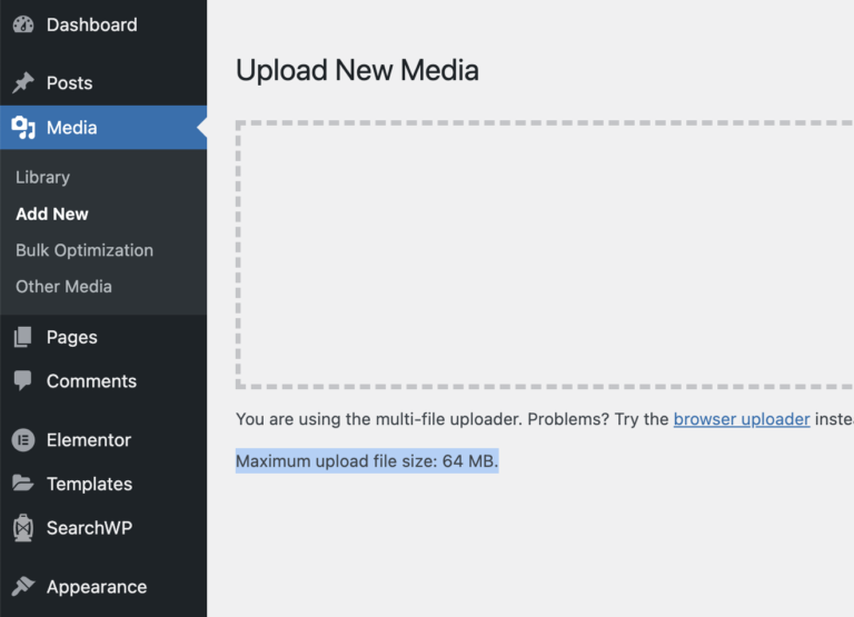 view-max-file-upload-size-wordpress